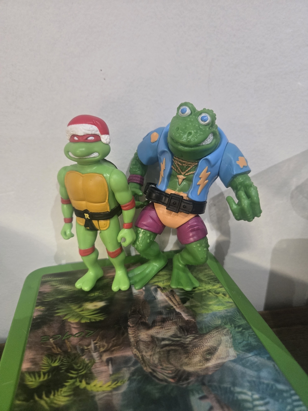 Lot Of 2 TMNT Action Figure Christmas Raphael, Genghis Frog Figure